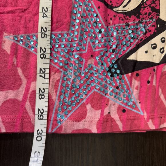 Christian Audigier Crystal Rock Y2K Shirt Women Large Rocker Girl Tee Tunic Top - Picture 12 of 13